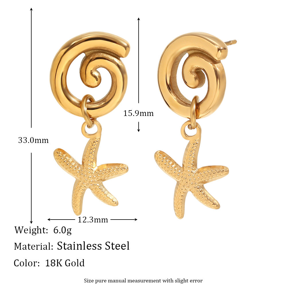 Evette Pearl Starfish Earrings - Donut Starfish Spliced Earrings - Gold [RDEYLFYB]