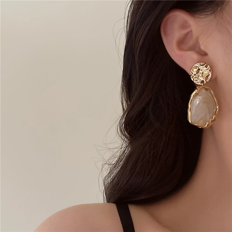Marisol Gold Statement Earrings - Gold with Silver Post [Y00TS20J]