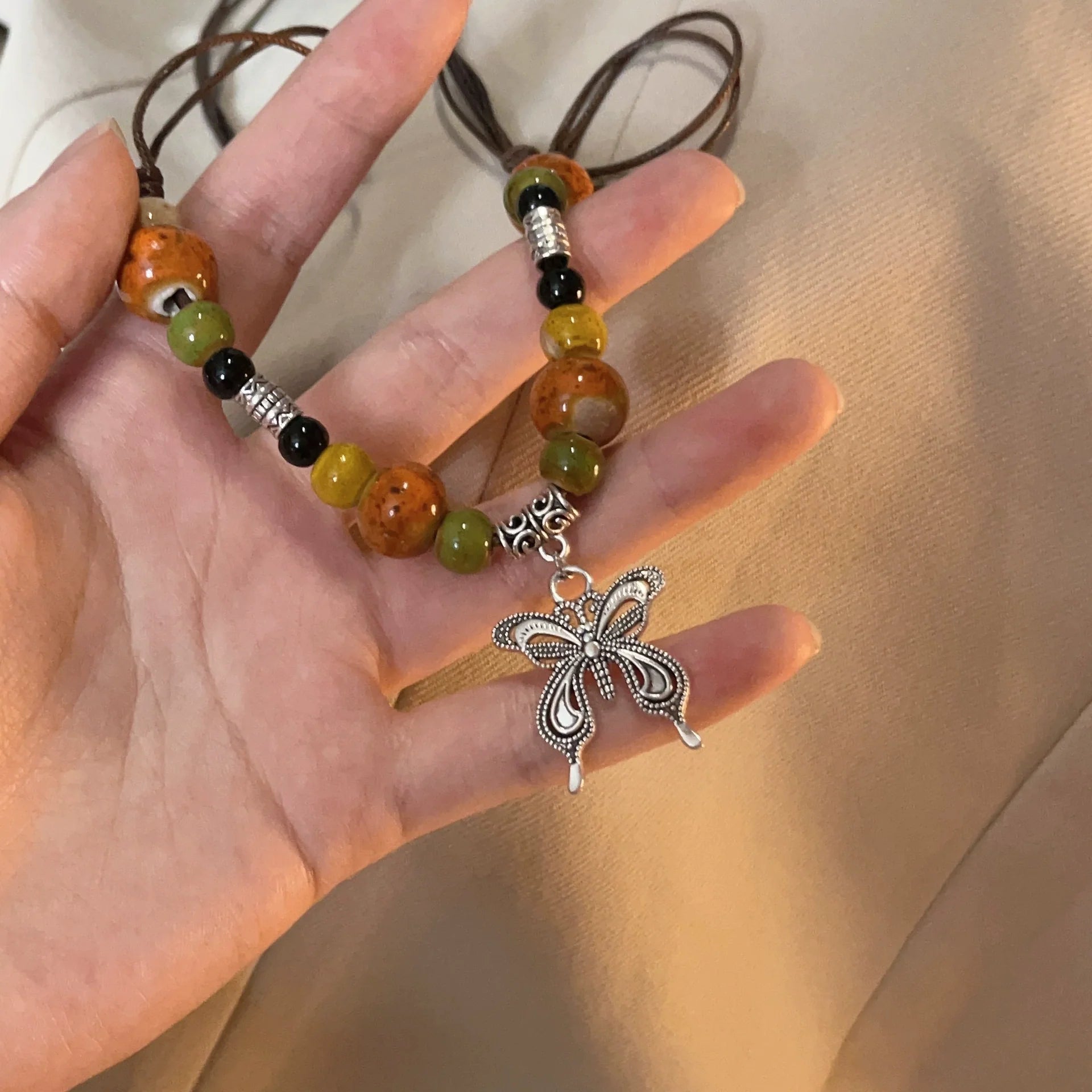 Nakayla Ethnic Ceramic Butterfly Necklace - Style 4