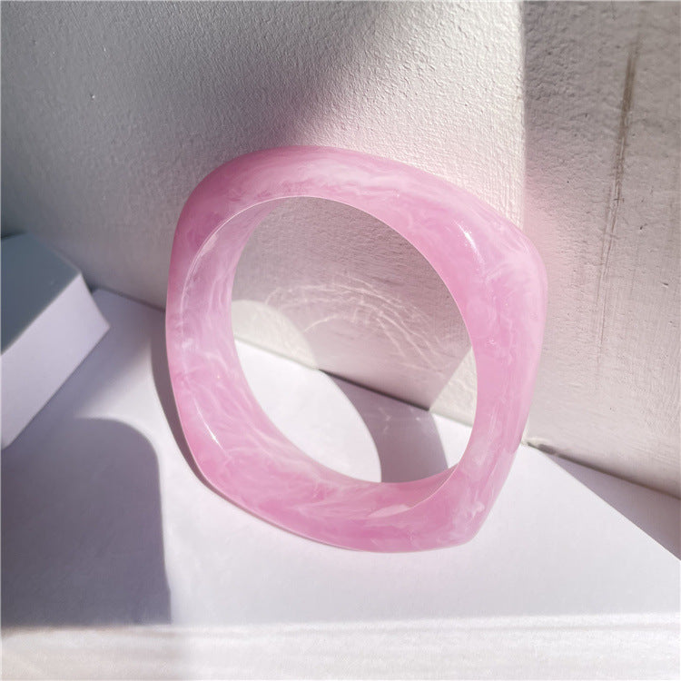 Francesca Marble Resin Bracelet - Square Pink [798KYBBF]