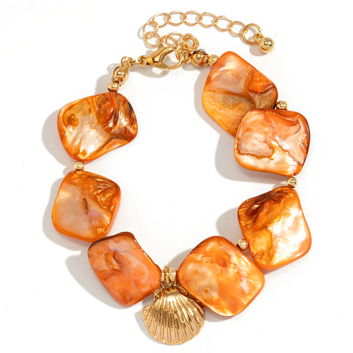 Alaura Scallop Charm Chain - Bracelet Orange