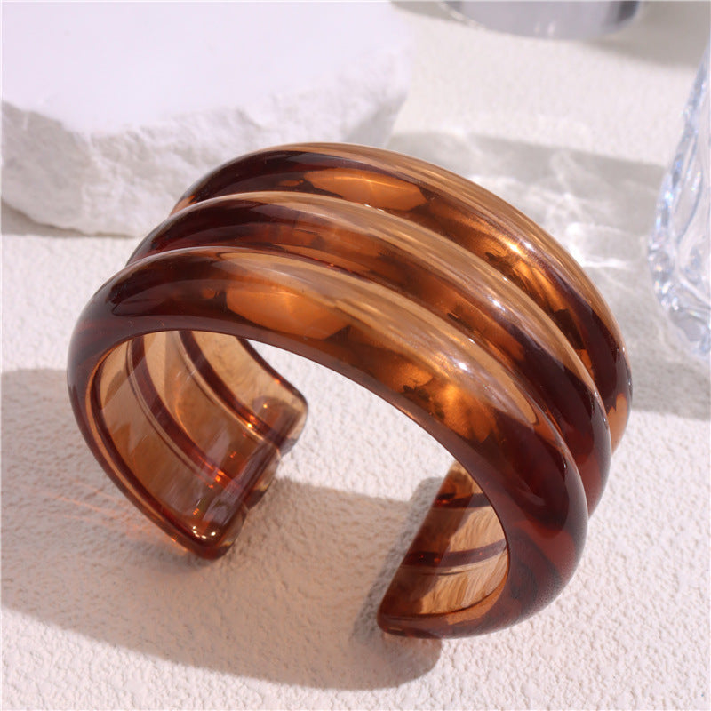 Kaylanie Resin Cuff Bracelet - Coffee Open Cuff [UFDWTMJP]