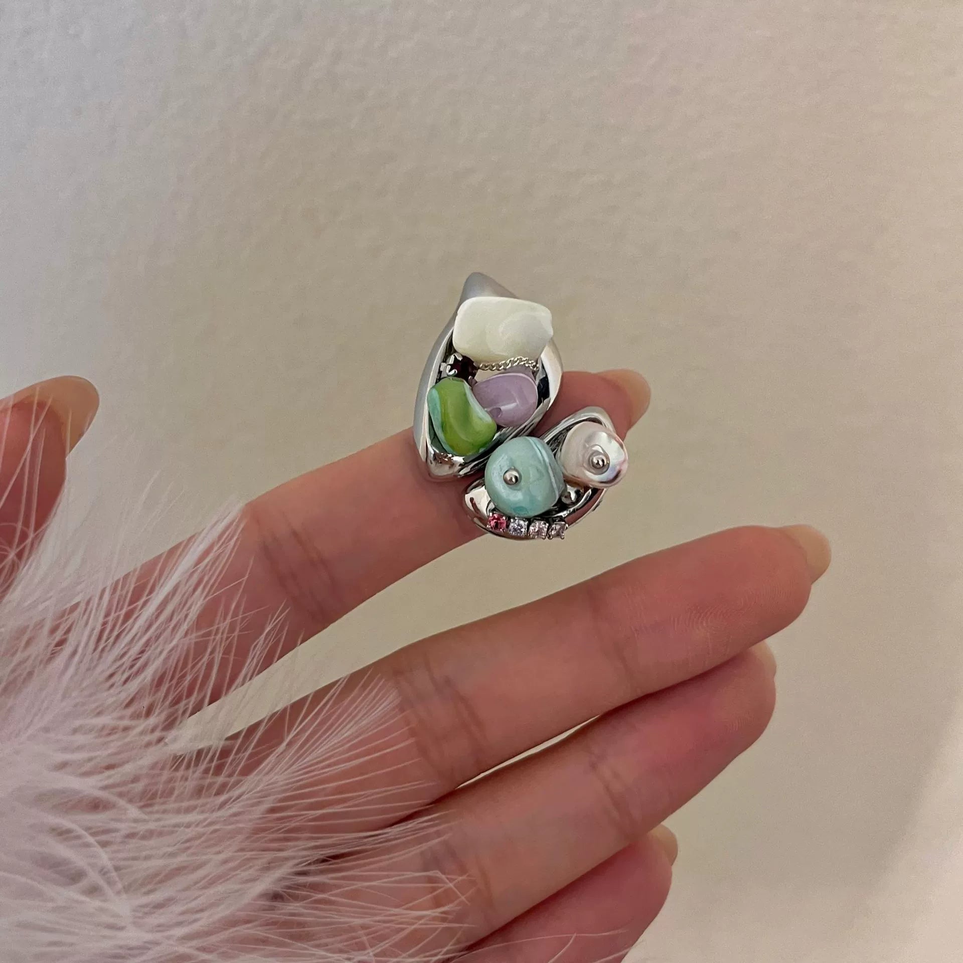 Aralyn Colorful Beaded Butterfly Ring - Irregular Butterfly [CF5ZXXXX]