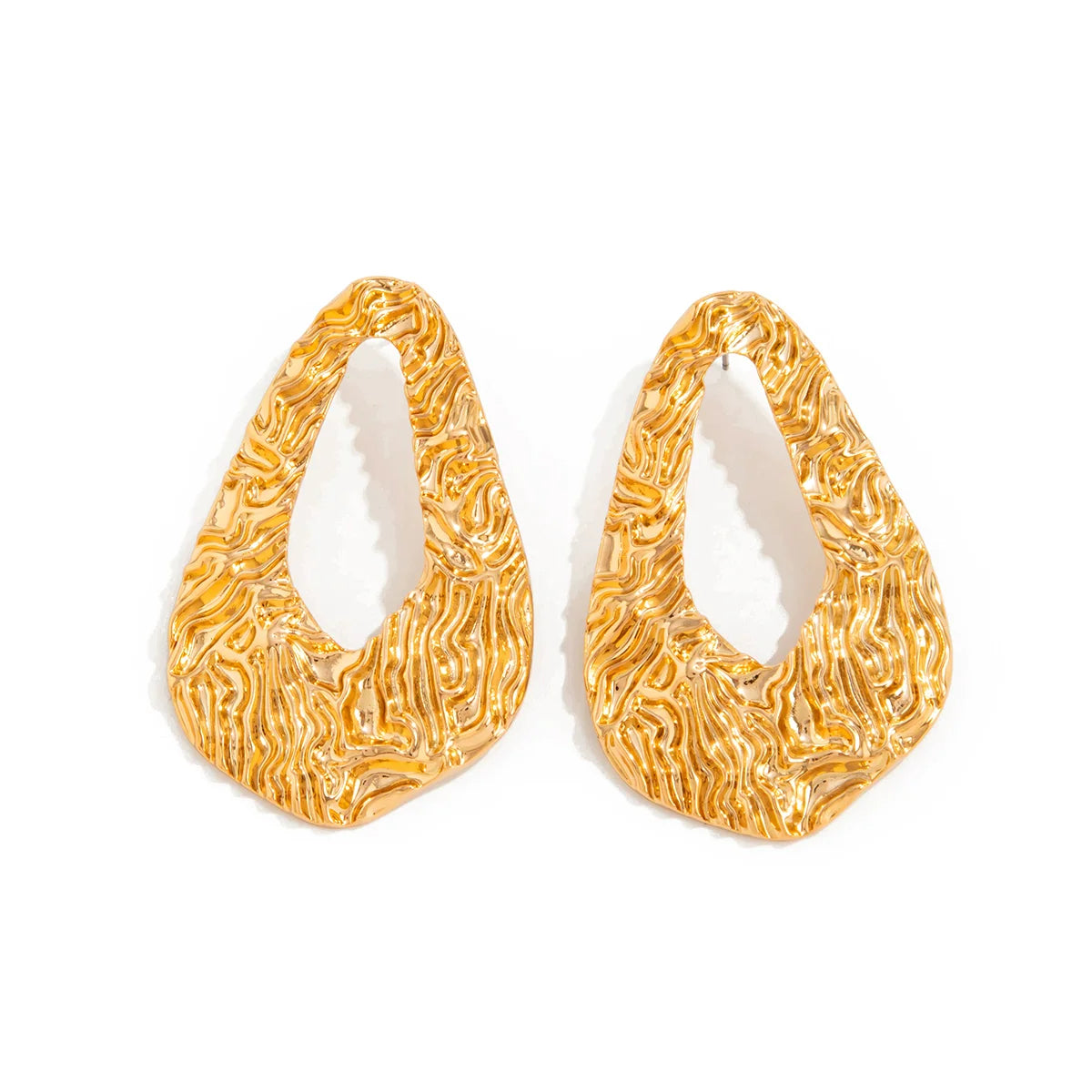 Eliyah Pleated Hollow Earrings - Waterdrop Gold