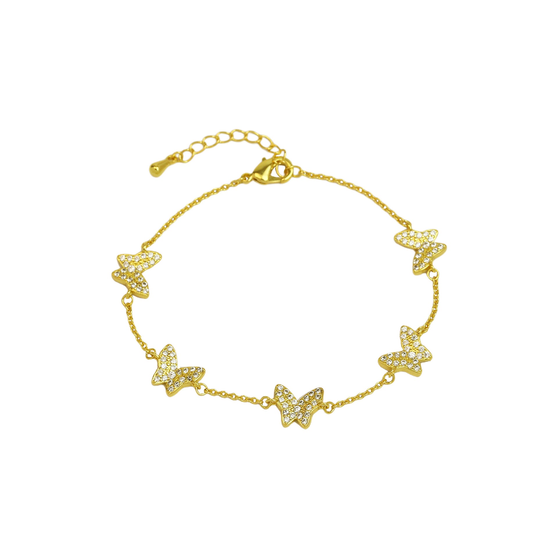 Ely Zircon Charm Bracelet - Butterfly White Zircon [WWYMO0PT]