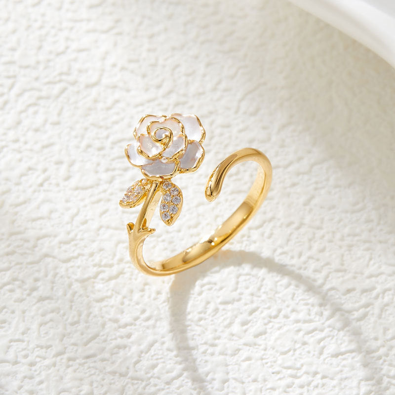 Yulianna Camellia Open Ring - Pearl White [02ZRW7AC]