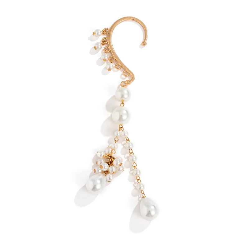 Jaylinn Draped Pearl Ear Cuff - Gold