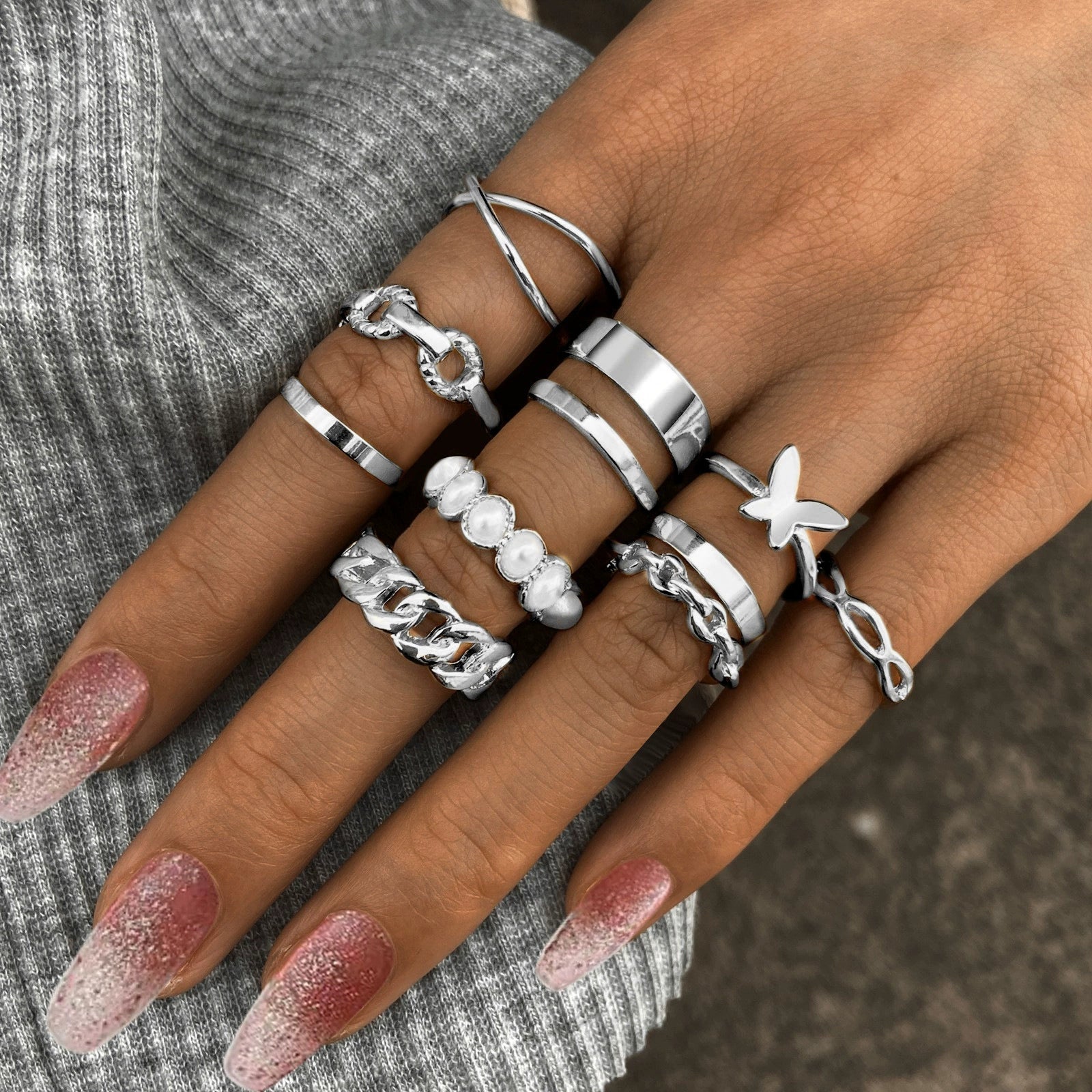 Starla Retro Pearl Ring Set - Style 3 [ZCS1OZXA]