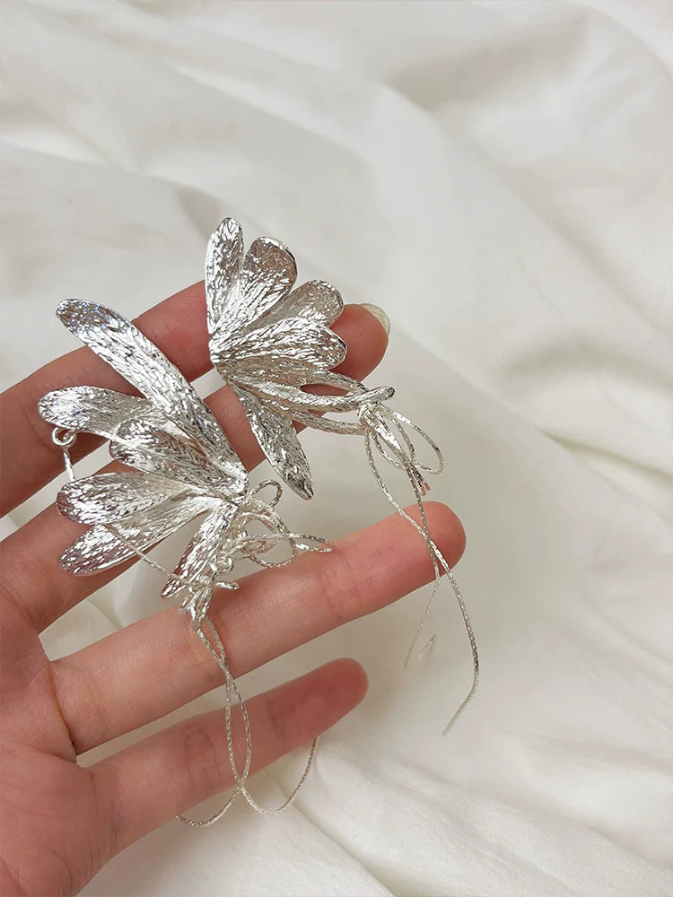 Eloise Pleated Butterfly Earrings - Pair of Butterfly Earrings