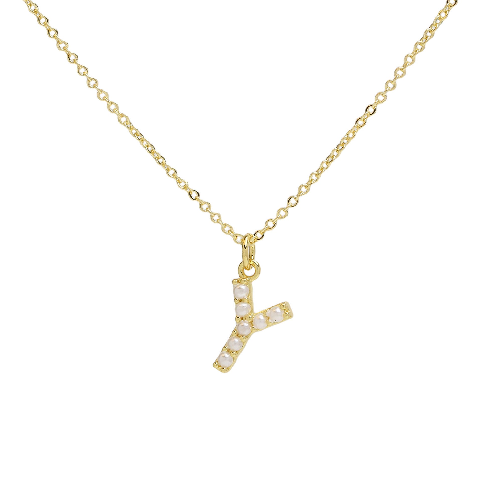 Ayaana Pearl Initial Necklace - Initial Y [UEEP5Y6V]