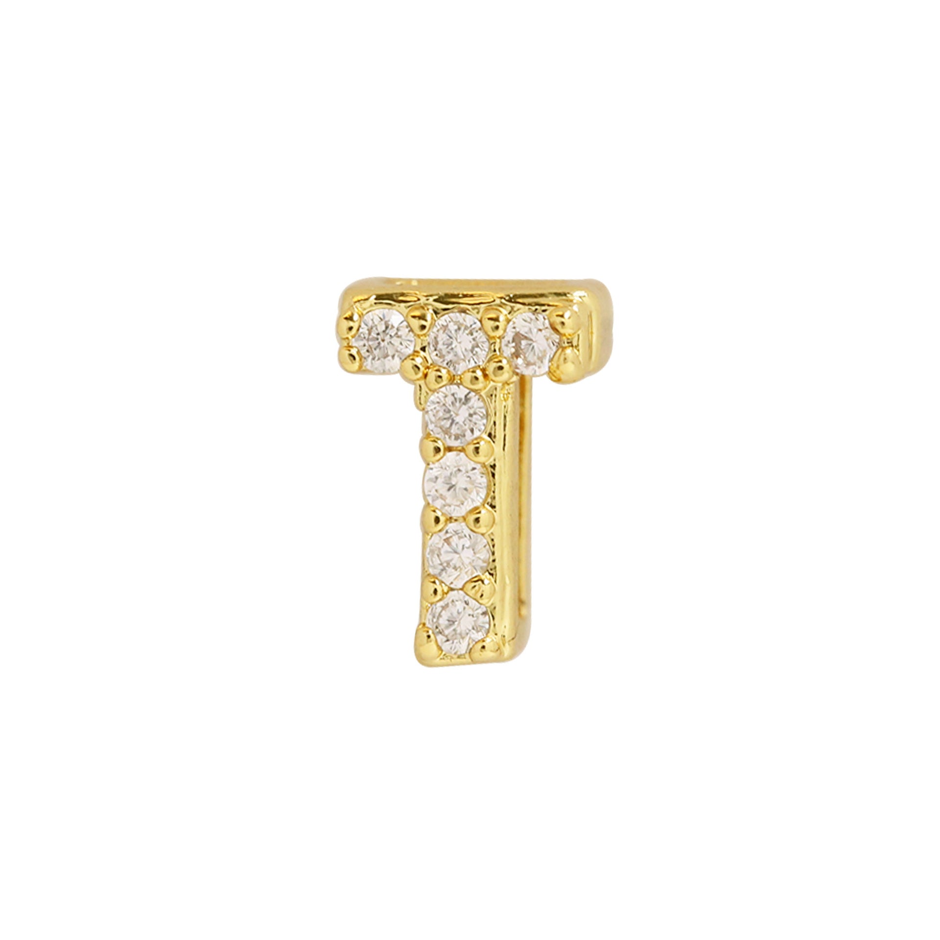 Leyna Gold Zircon Initial Necklace - T [GQRG6YMG]