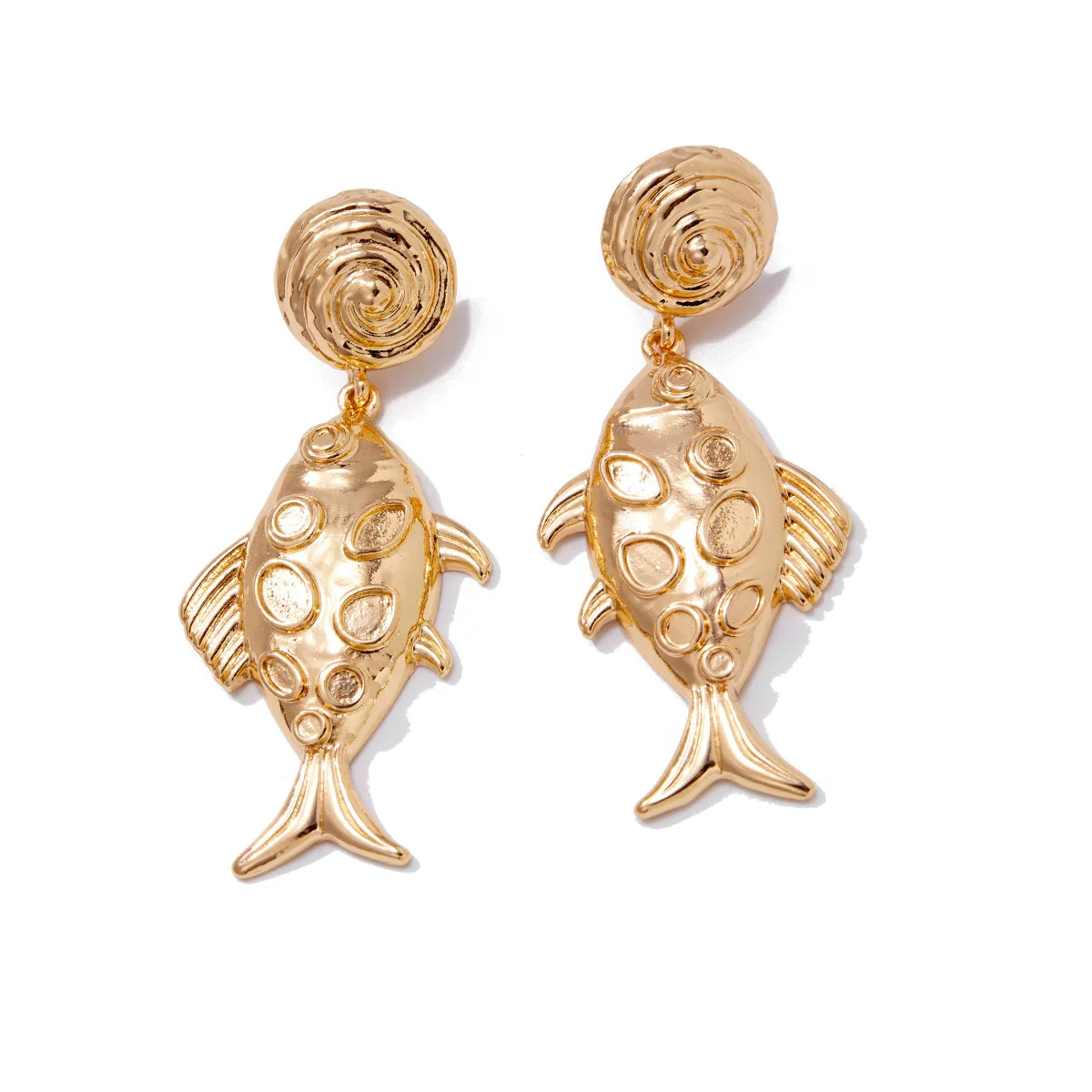 Skylin Fish Thread Stud Earrings - Gold
