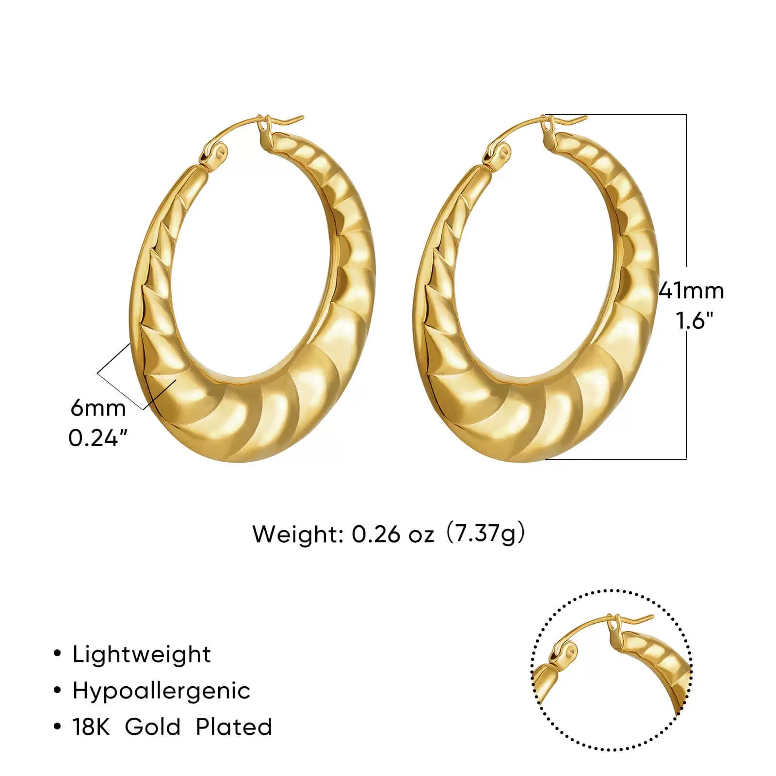 Phoebe Gold Chunky Hoop Earrings - E3404G