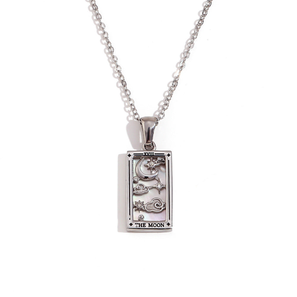 Avalyn Tarot Pendant Necklace - Steel - The Moon [6RNHTWI7]