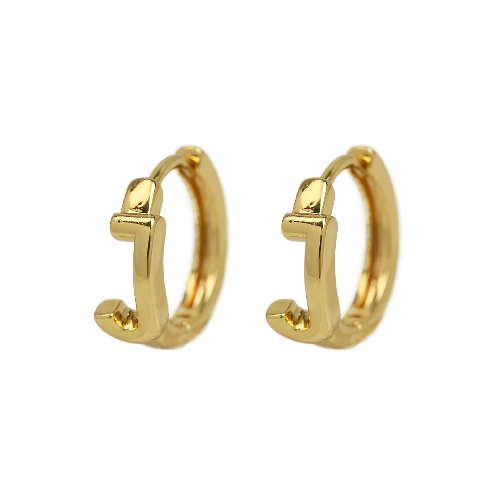 Haylee Gold Letter Stud Earrings - J [EIDC13UR]