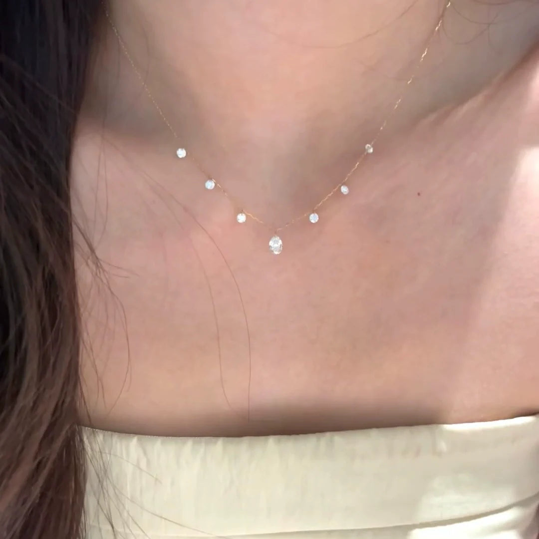 Paetyn Zircon Waterdrop Necklace - Waterdrop Round Zircon Necklace