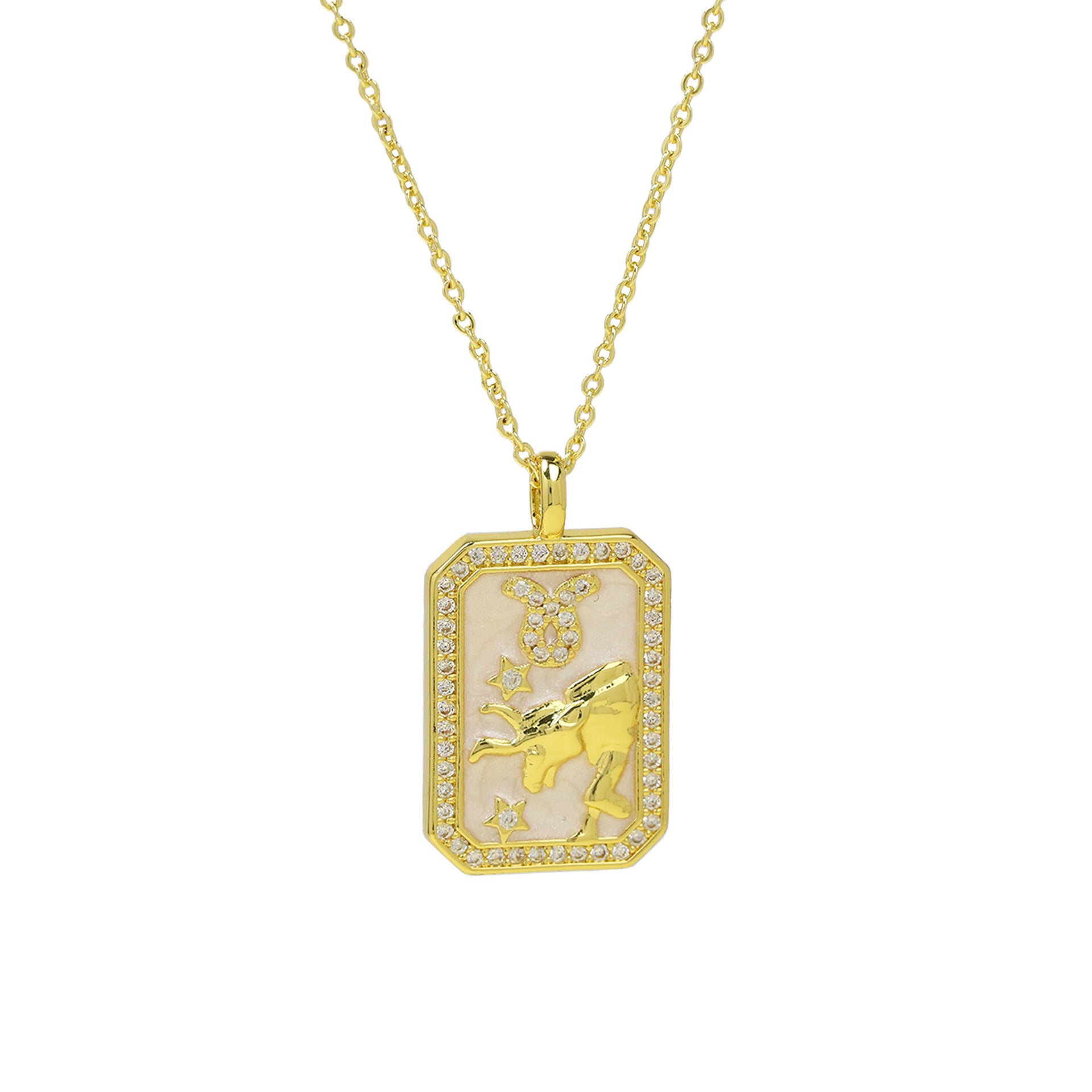 Ravenna Zodiac Square Necklace - Taurus [IRNV25IO]
