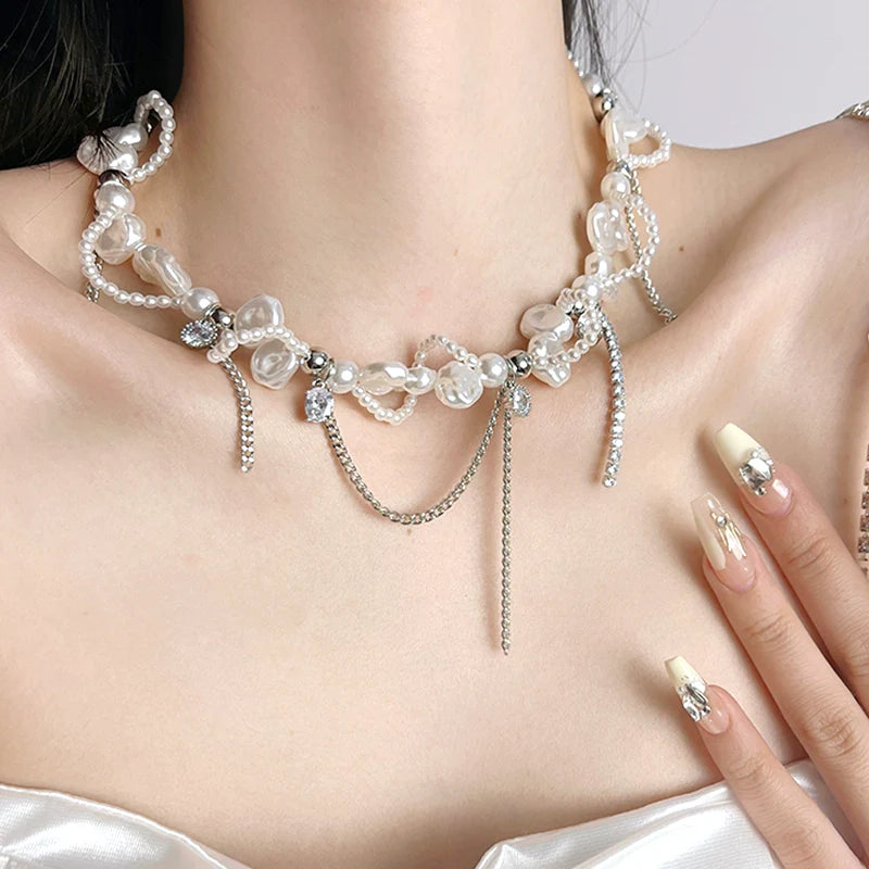 Jhene Baroque Pearl Tassel Necklace - Tassel Pearl Necklace