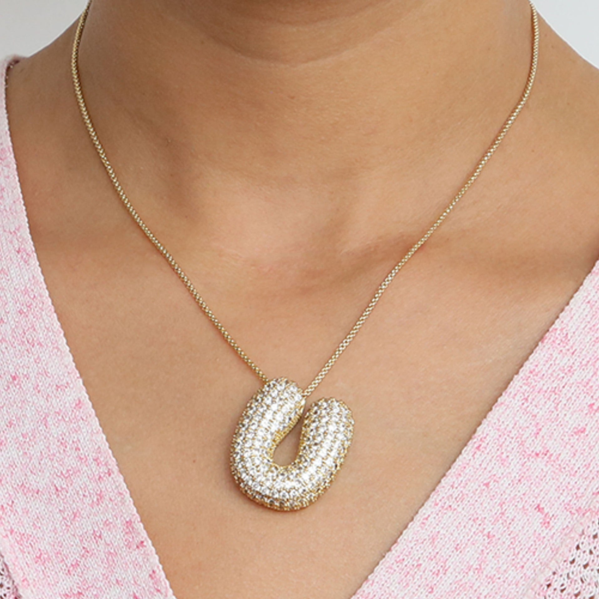 Laiba Bubble Initial Necklace - U [ZYS0LVTX]
