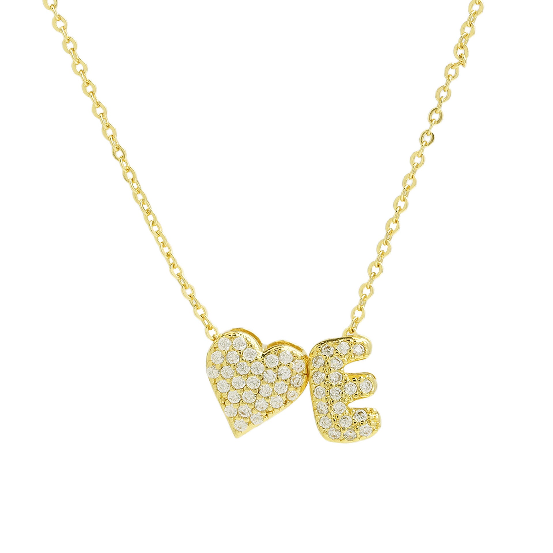 Riley Zircon Bubble Initial Necklace - E Initial [LT11IIRB]