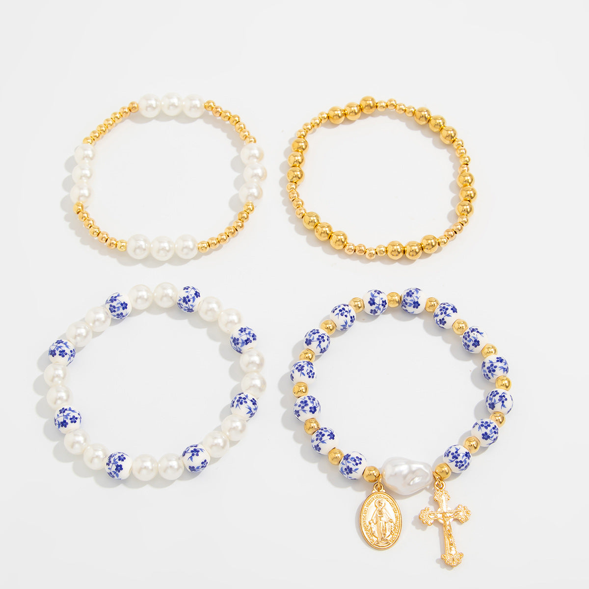 Minerva Ceramic Pearl Bracelet Set - Gold 1 [T78UAEM2]