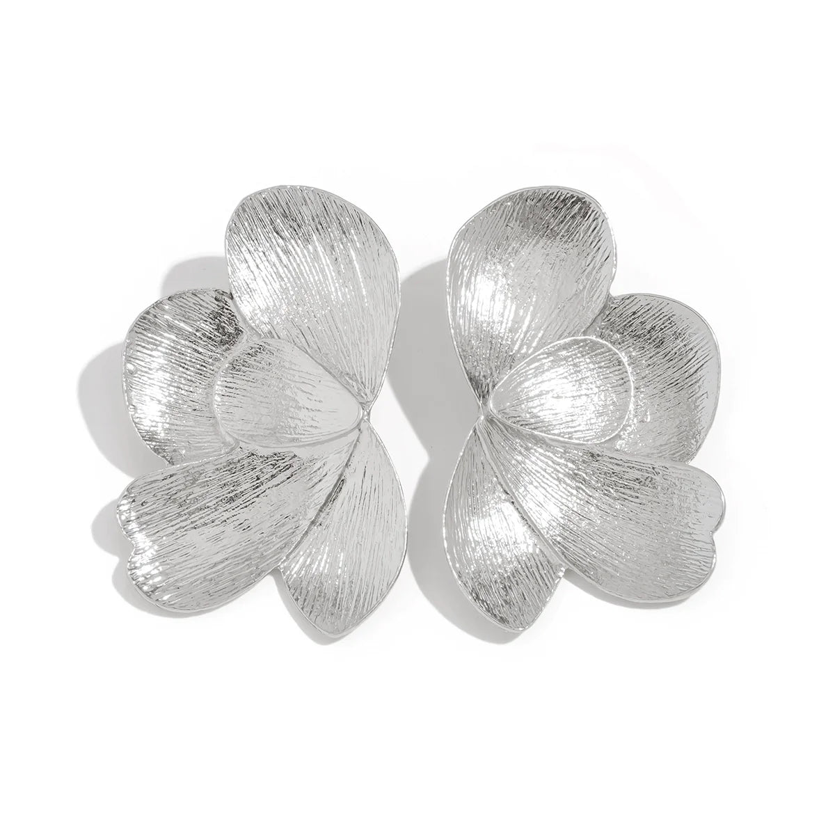 Christianna Linear Petal Studs - Silver