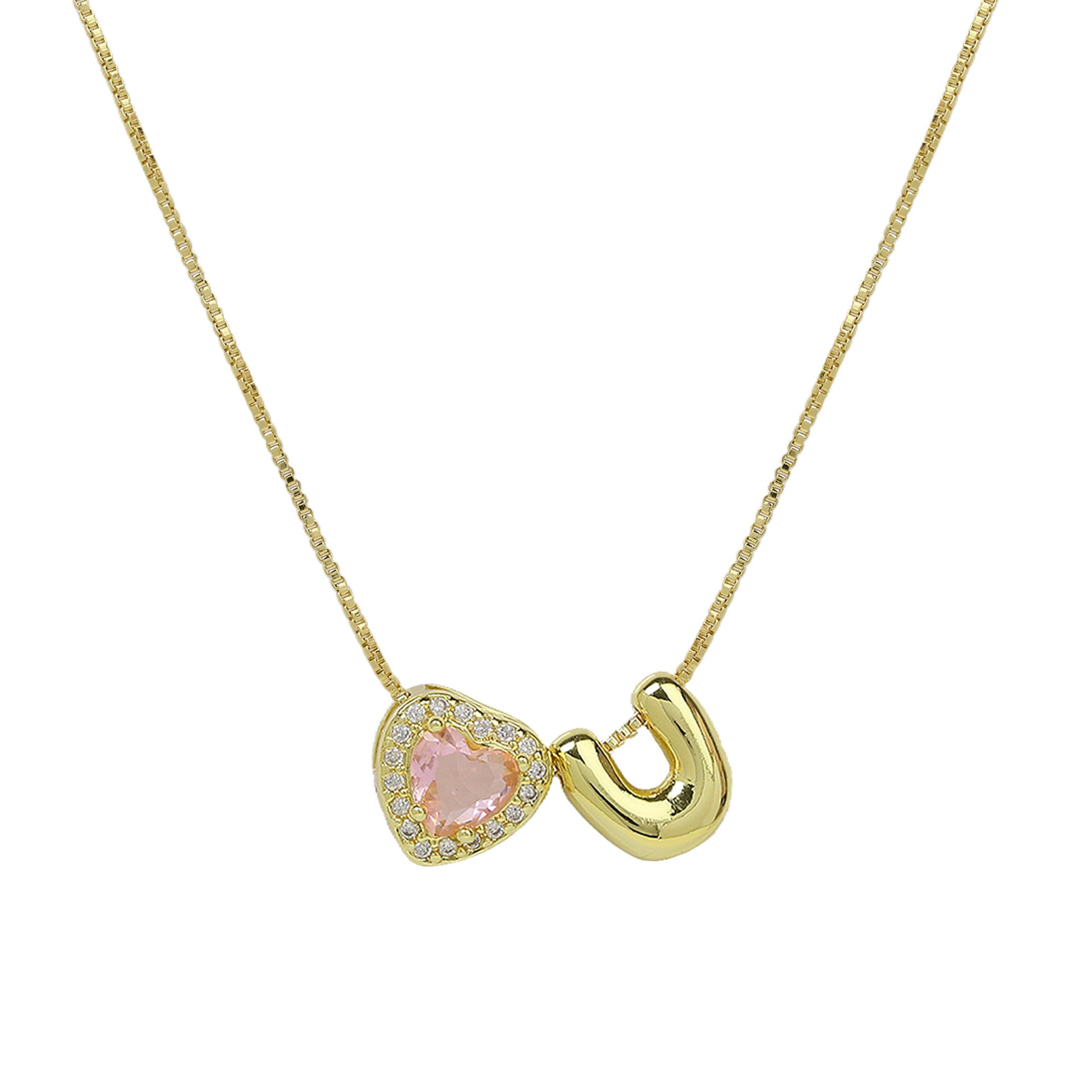 Rome Pearl Initial Necklace - U Letter [C85896PV]
