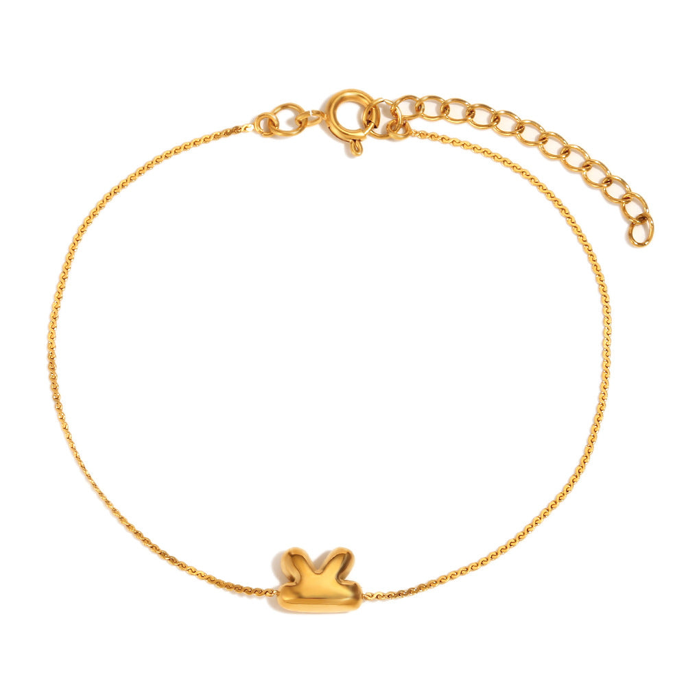 Ilah Bubble Letter Chain Bracelet - Bubble Letter K - Gold [3WPWYYBW]