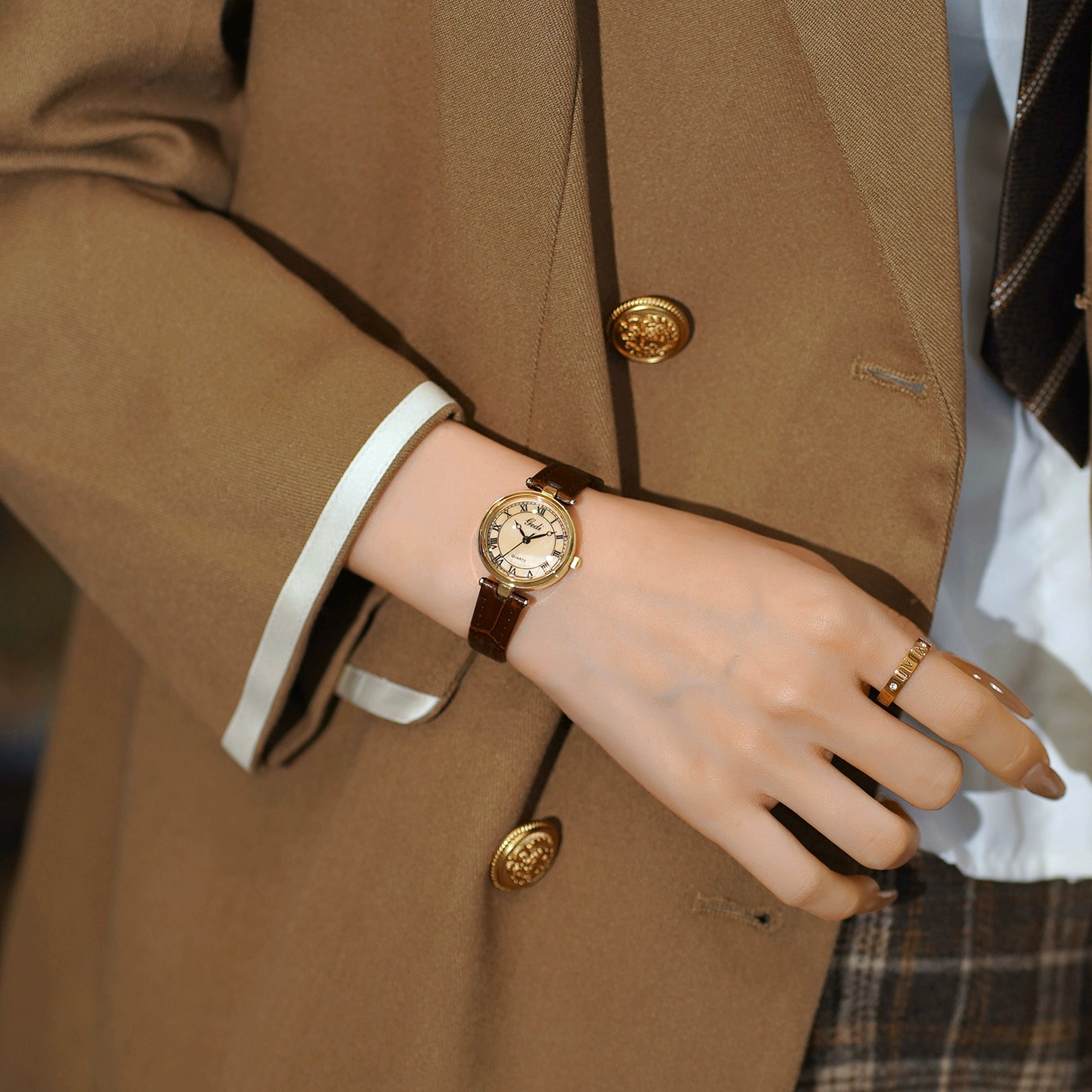 Natania Elegant Leather Watch - Elegant Rose Brown [NOG88VQK]