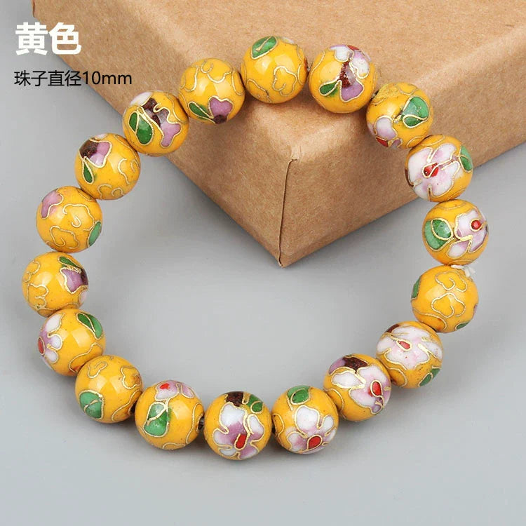 Charlie CloisonnŽ Beaded Bracelet - Yellow - 10mm Bead
