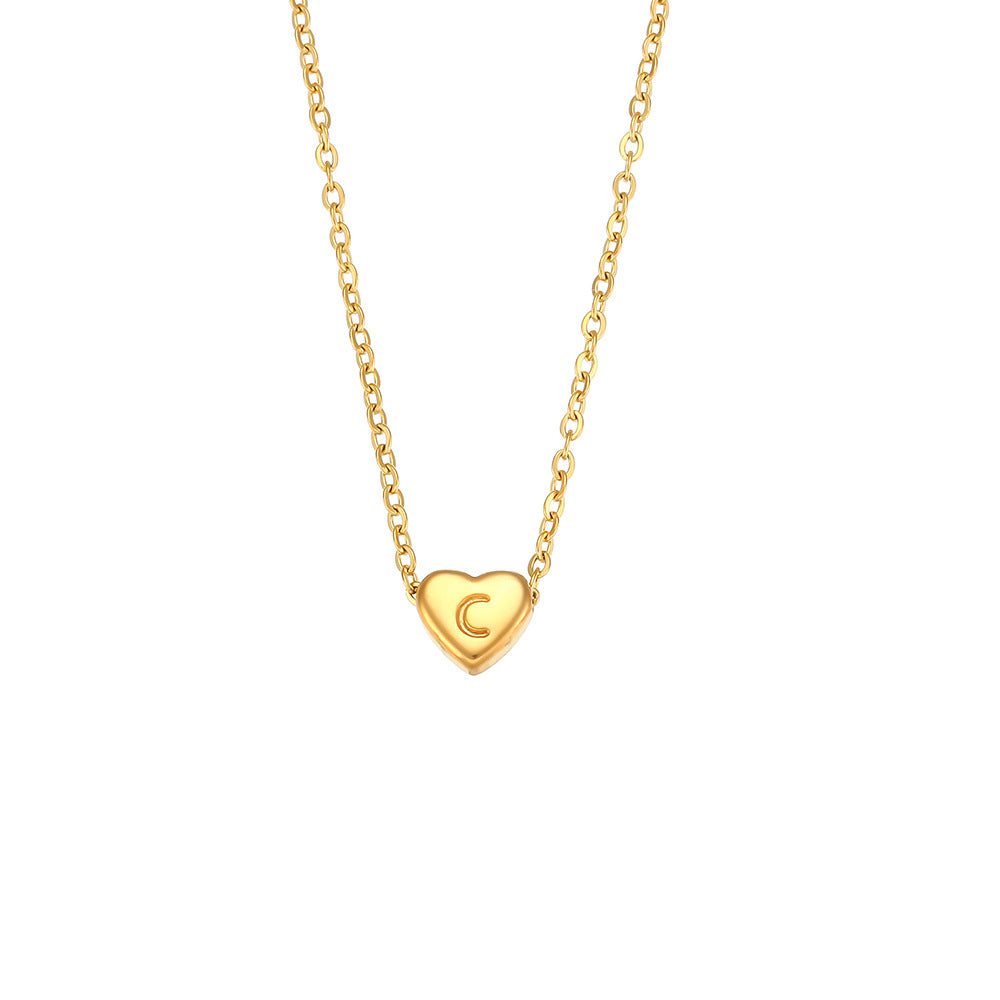Harmonii Dainty Heart Initial Necklace - Heart Letter C [I3KIU2N2]