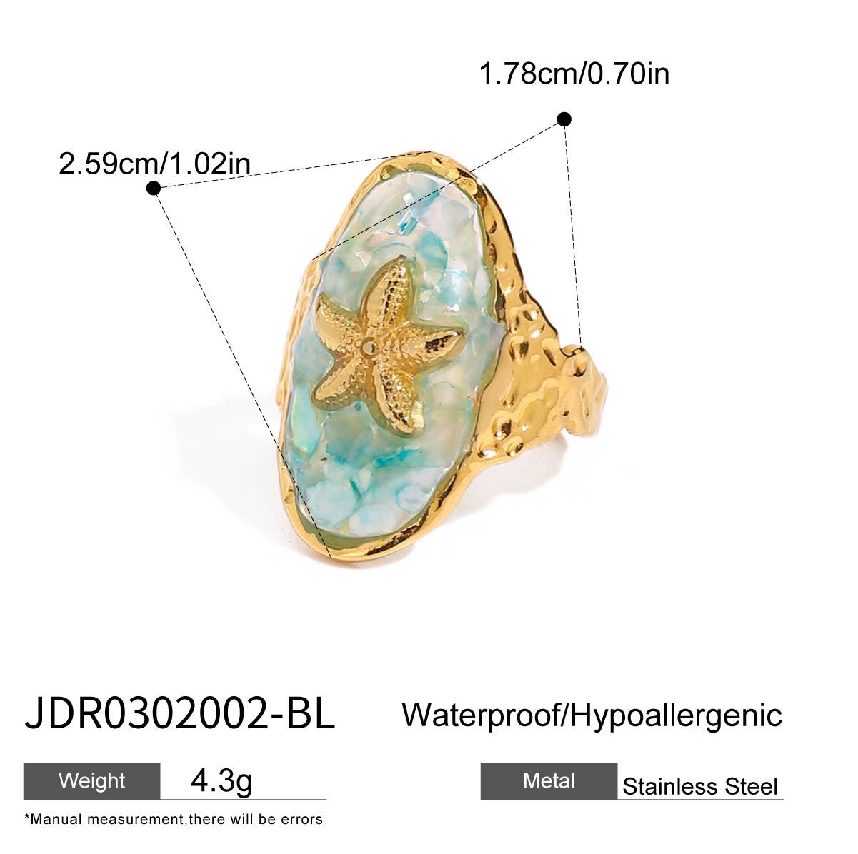 Arlynn Natural Stone Steel Ring - JDR0302002-BL [RC2YN2LT]