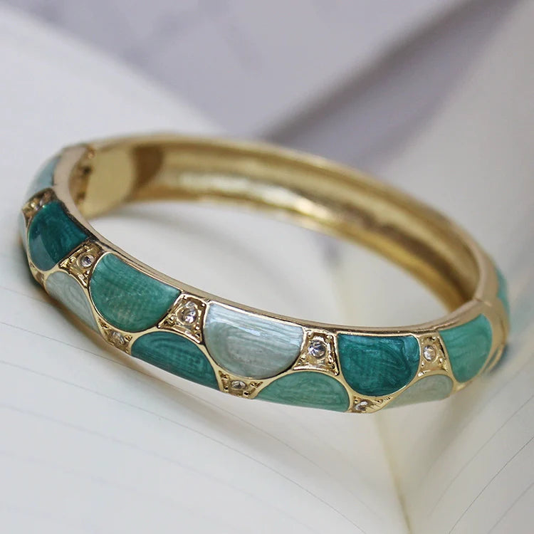 Amarachi Delicate Enamel Bracelet - Lake Blue Half-Circle