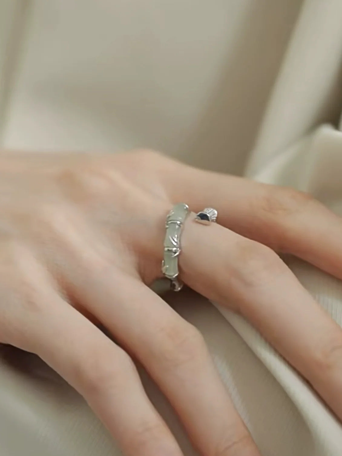Selena Bamboo Jade Ring - Bamboo Knot Ring