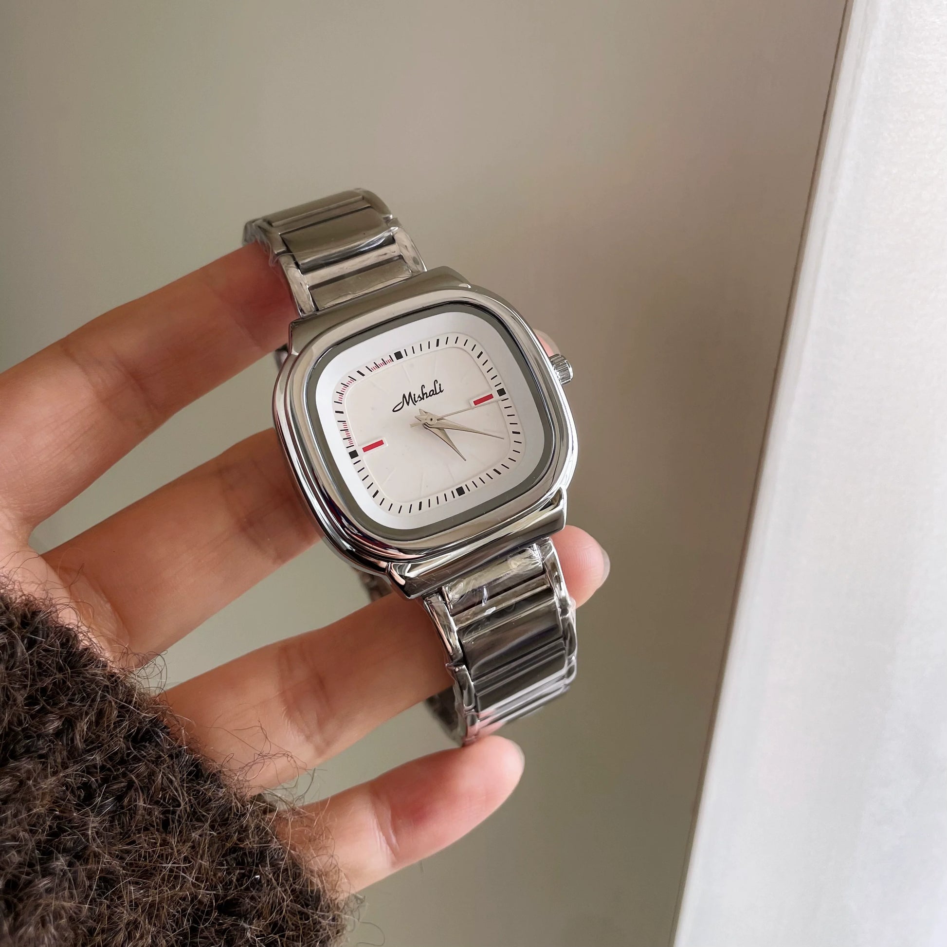 Ayaana Square Steel Watch - Silver White