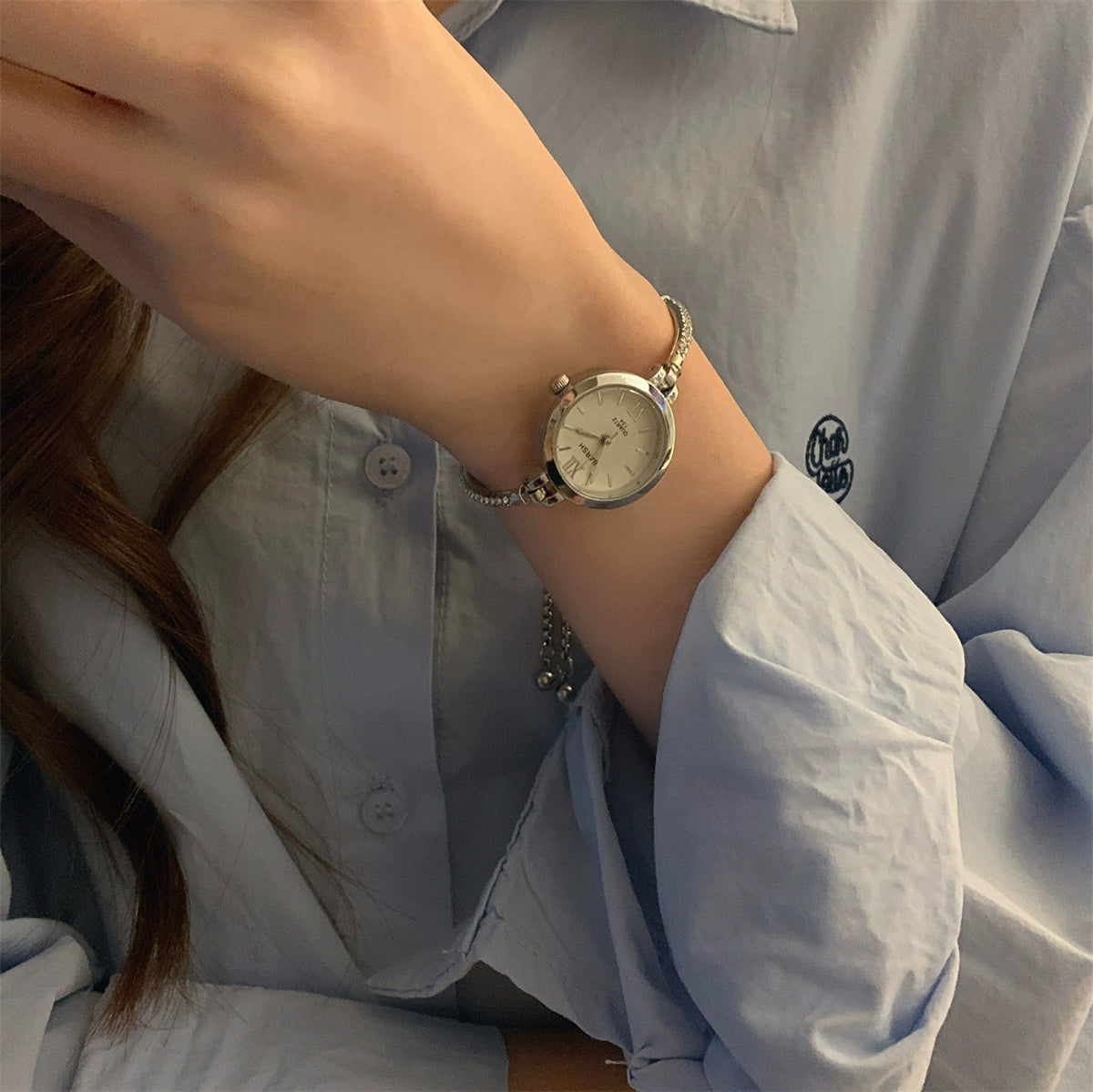 Ophelia Chain Bracelet Watch - Silver Band White Dial (Half Roman) [8LP4U559]