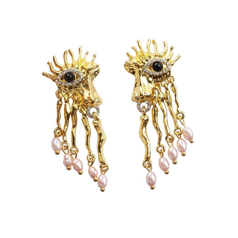 Adriella Baroque Eye Earrings - Small 925 Silver Needle [L9I824SF]