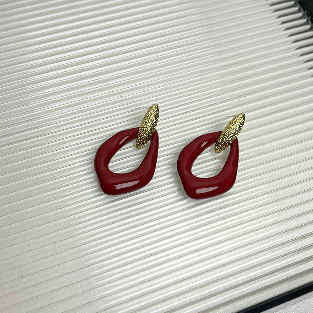 Audra Asymmetric Enamel Earrings - Ancora Red Earrings [S1HLLXUK]