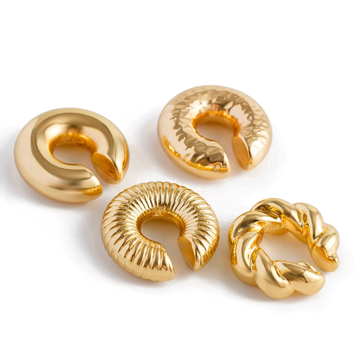 Jacee Twisted C-Shape Ear Cuff Set - Gold