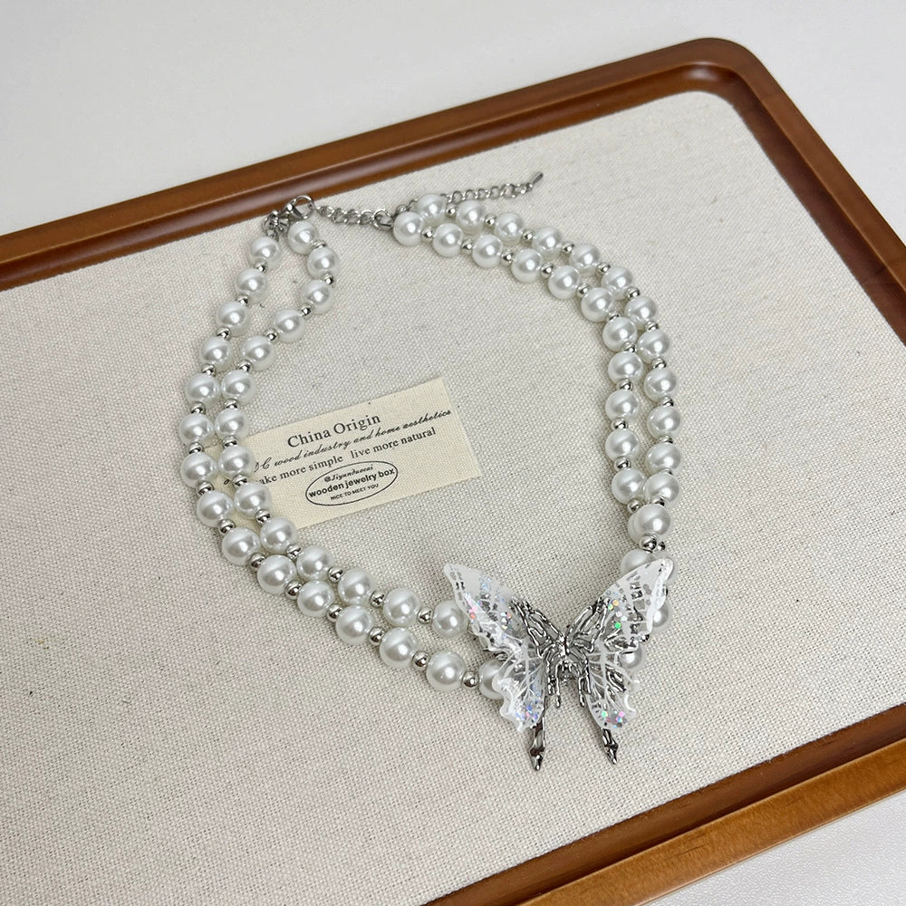 Elli Butterfly Pearl Choker - Butterfly Pearl Necklace [EC2W2IUH]