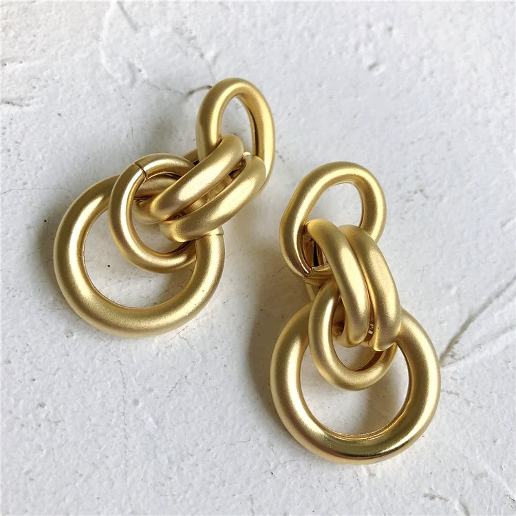 Ebony Matte Hoop Earrings - Matte Gold