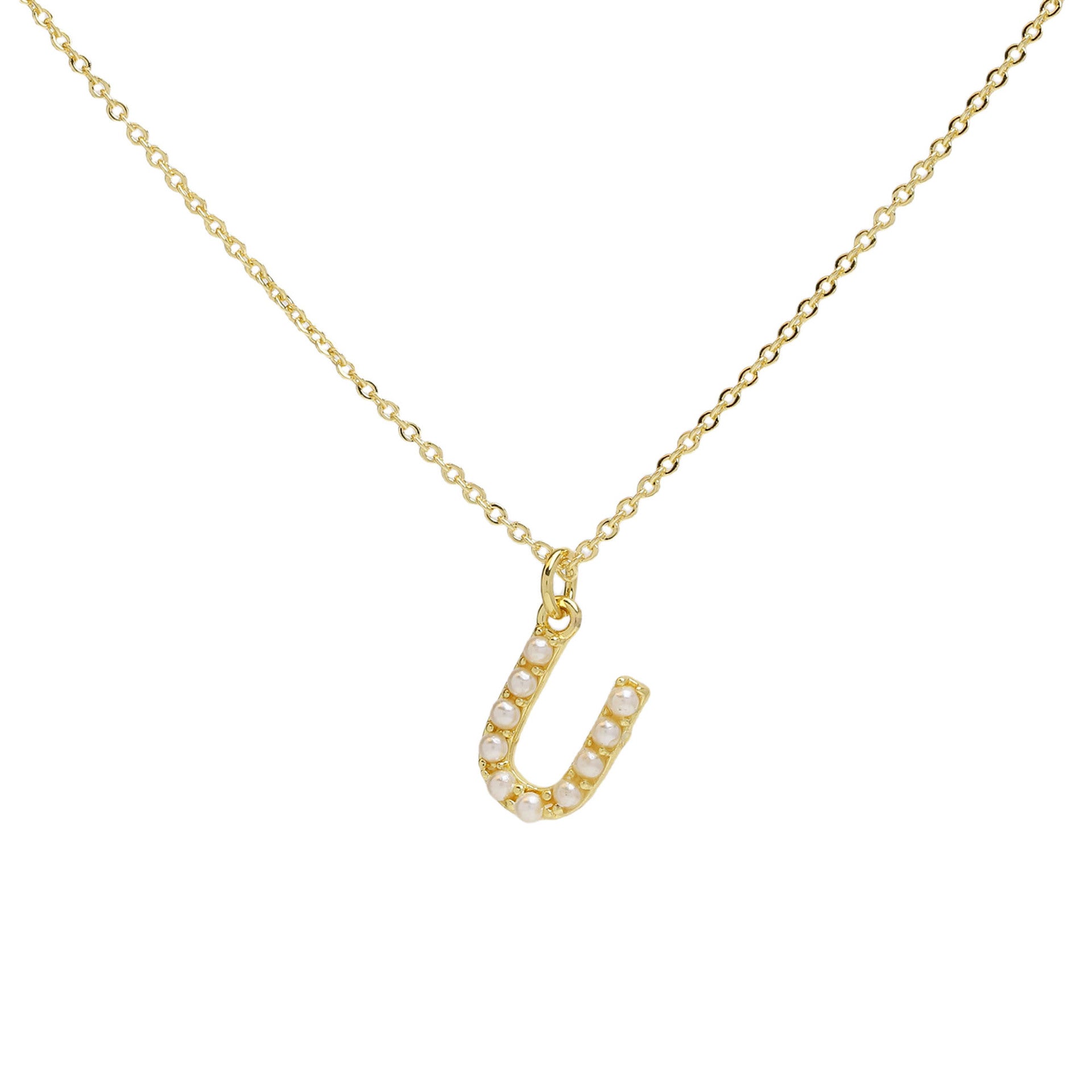 Ayaana Pearl Initial Necklace - Initial U [V9HNH5HU]