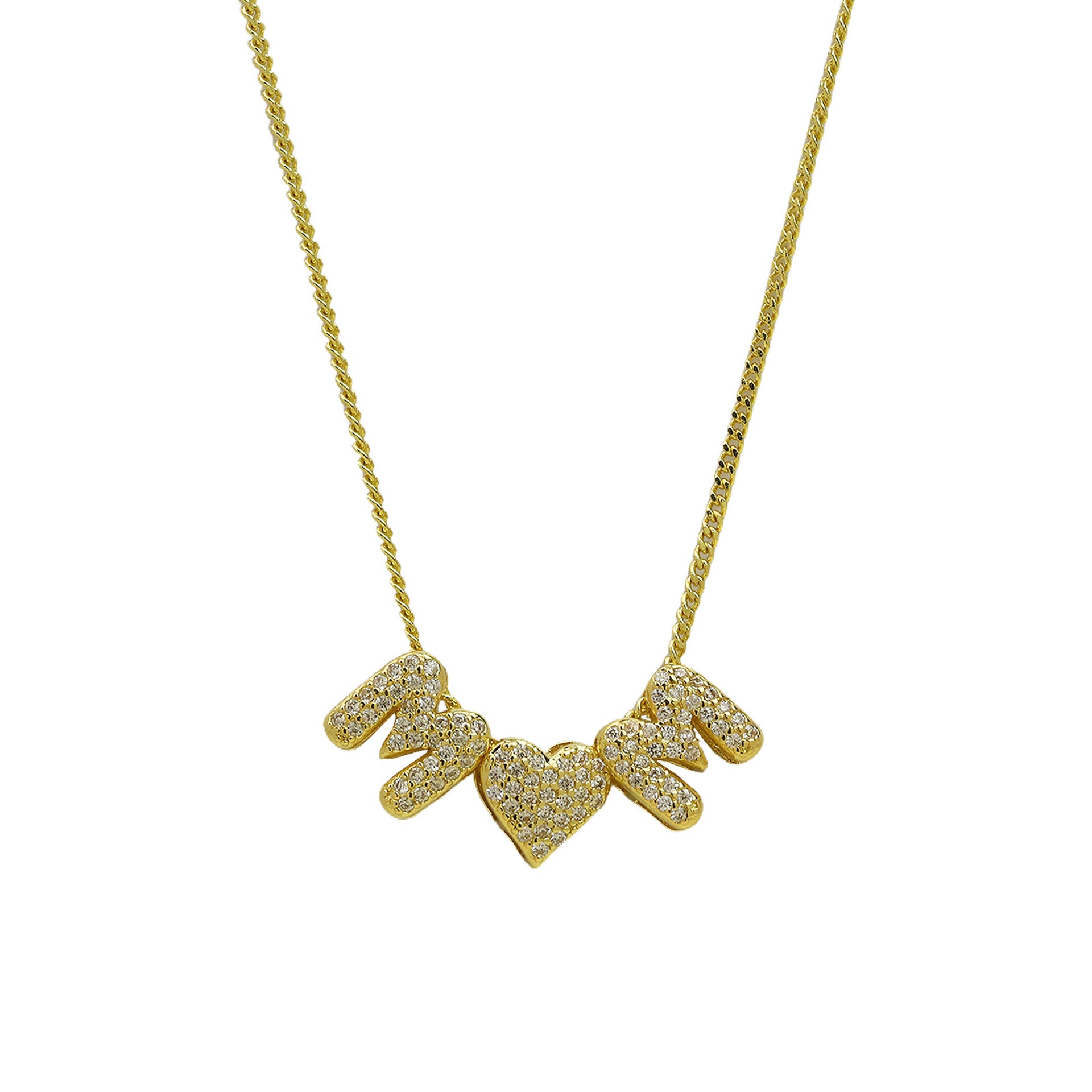 Beautiful Zircon Letter Necklace - M♡M Gold [27CE32AH]