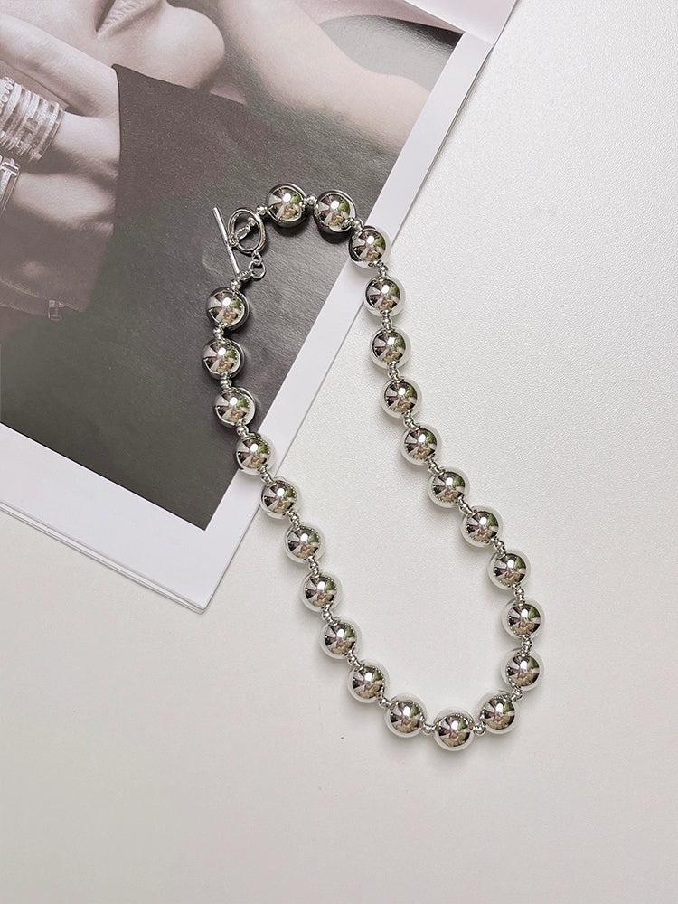 Guinevere Sphere Chain Necklace - Silver