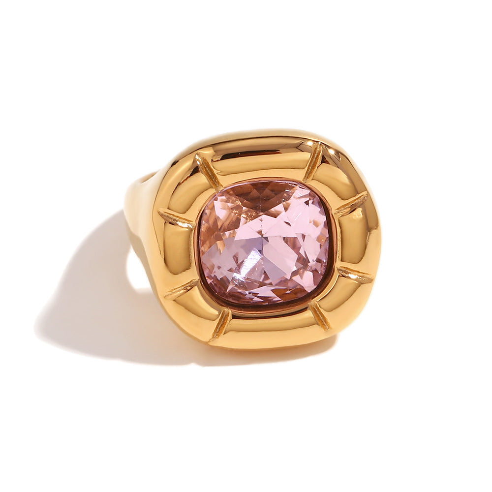 Amayra Zircon Bloom Jewelry - Ring - Gold Pink Zircon Size 6 [8L02O89Y]