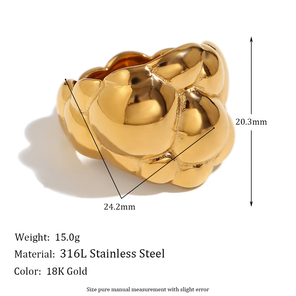 Avri Geometric Ring Collection - Large Cloud Ring - Gold - Size 7 [XQL6DZ4G]
