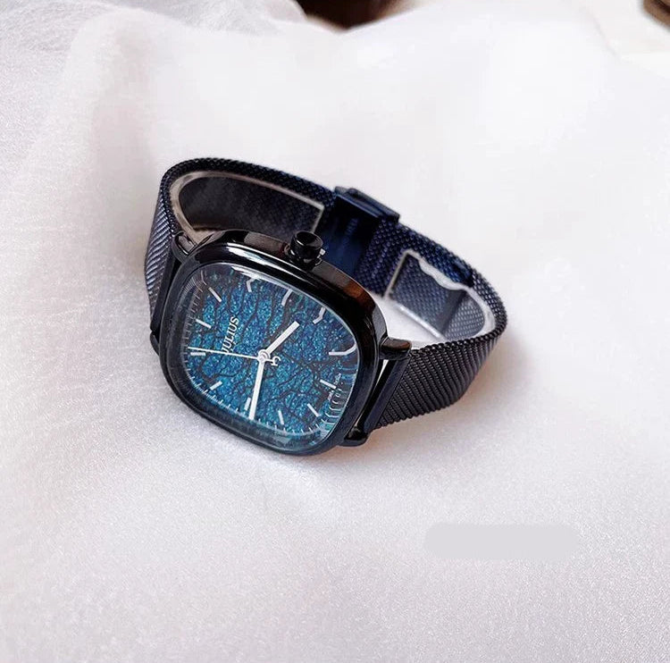 Corrina Elegant Square Watch - Blue Metal Strap