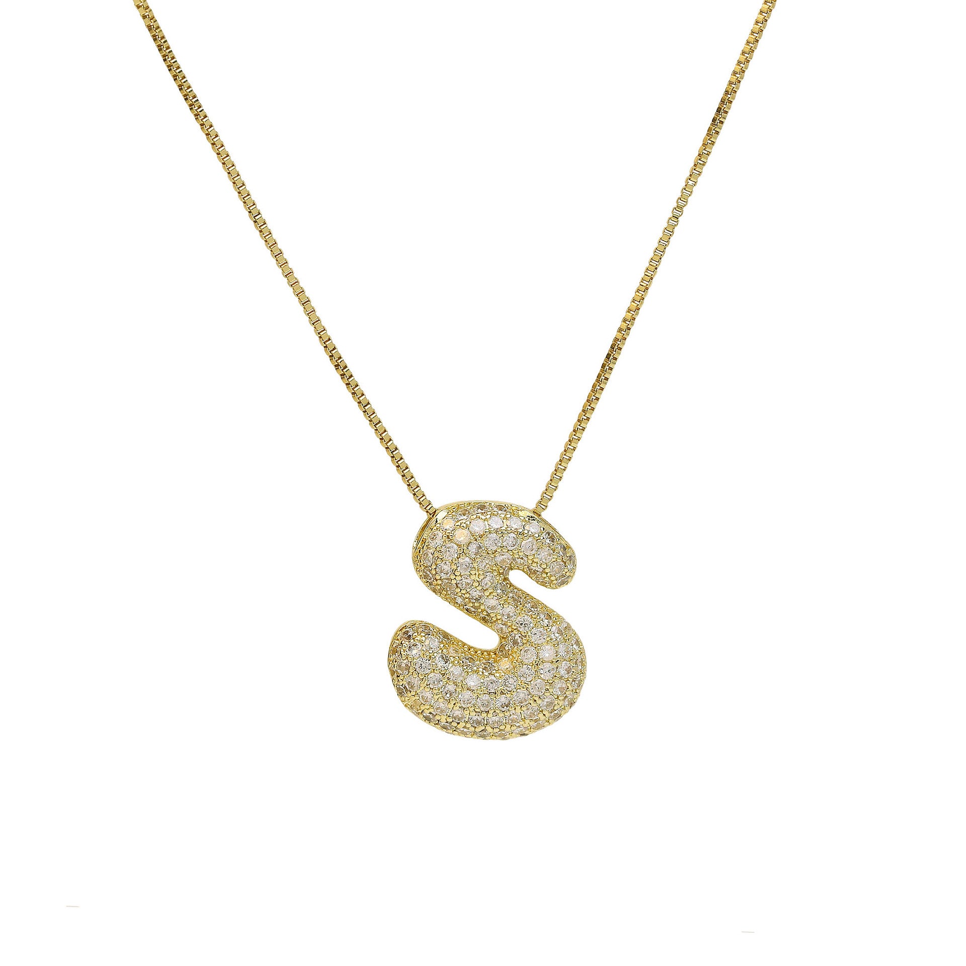 Zaidee Bubble Initial Necklace - Initial S [LOA9TA9E]