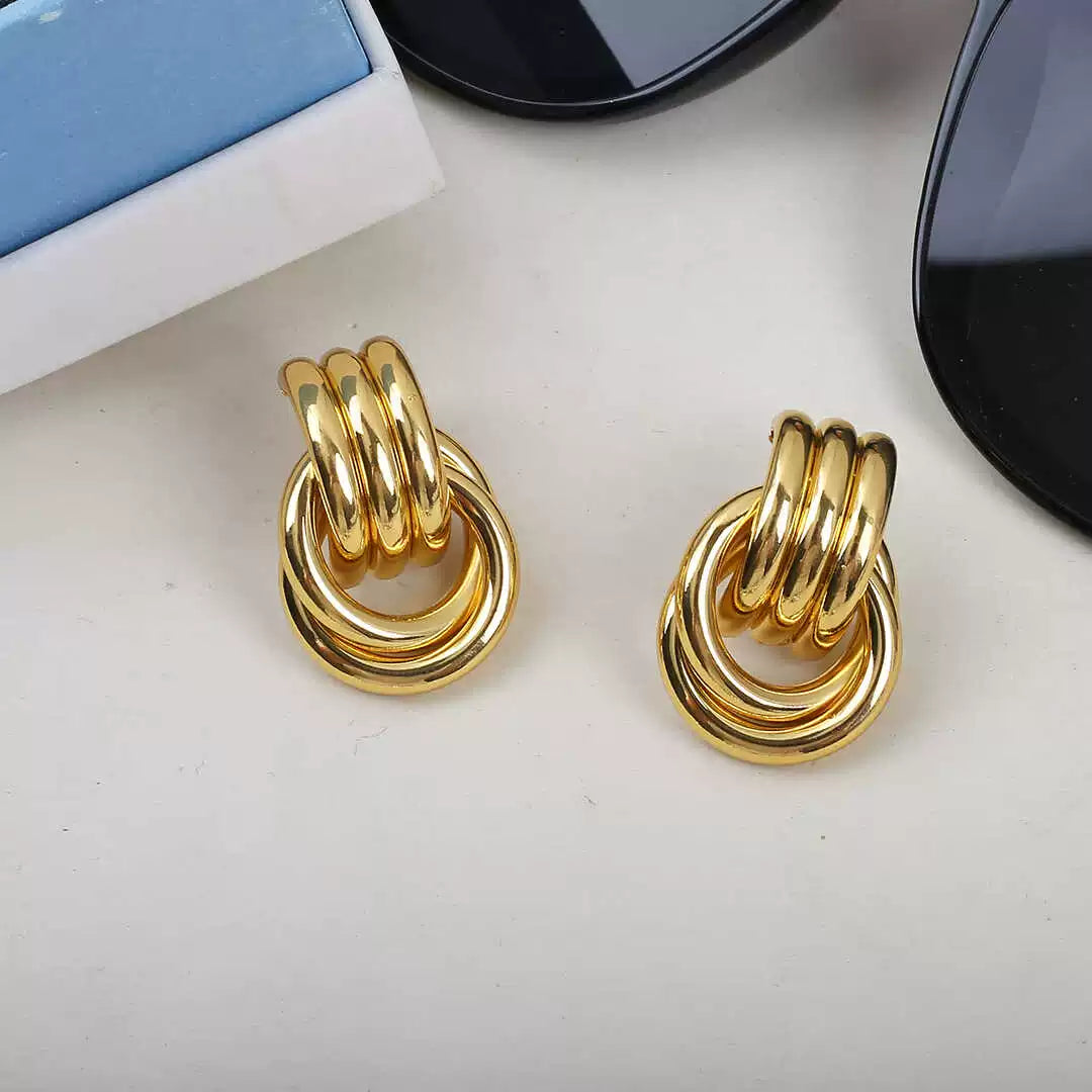 Ursula Modern Chain Loop Earrings - Gold