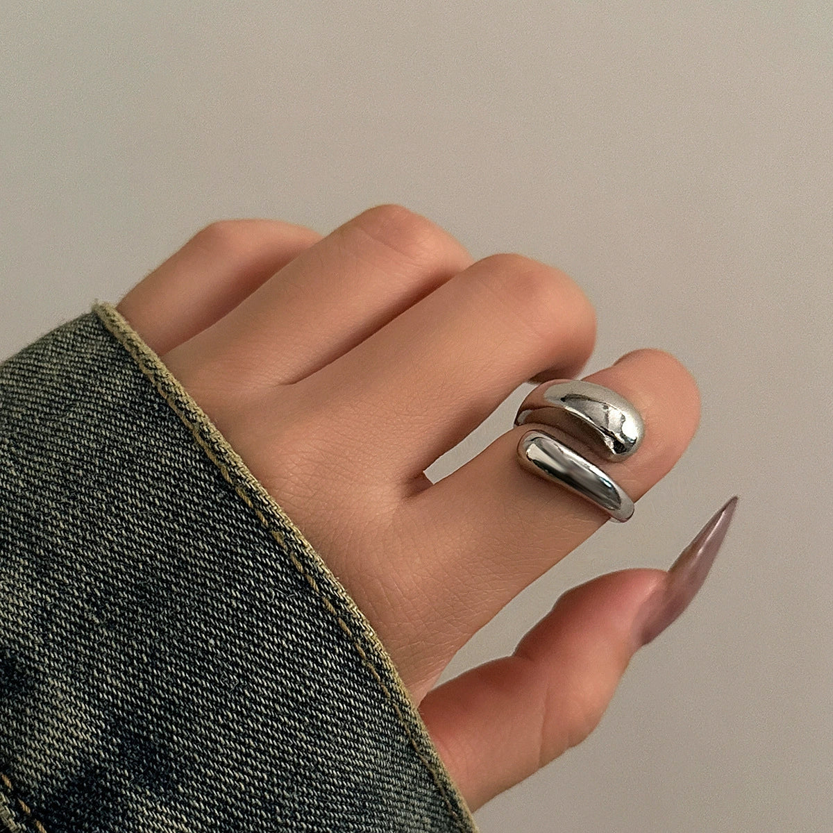 Bellarose Glossy Geometric Jewelry - Style 01 Ring - Silver [6FEBNZ4K]